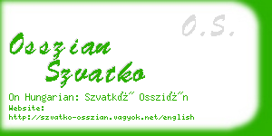 osszian szvatko business card
